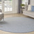 8' Ivory And Blue Round Geometric Indoor Outdoor Area Rug