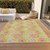 5' X 8' Lime Green Pink And Ivory Floral Medallion Washable Indoor Outdoor Area Rug