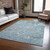3' X 5' Teal Blue And Aqua Floral Washable Indoor Outdoor Area Rug Traditional Style - Teal Blue, Aqua Color