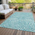 3' X 5' Teal Blue And Ivory Abstract Washable Indoor Outdoor Area Rug Transitional Style - Teal Blue, Ivory Color