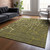 5' X 8' Olive Green And Dark Green Abstract Washable Indoor Outdoor Area Rug