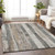 5' X 8' Beige And Gray Striped Washable Indoor Outdoor Area Rug - Beige, Gray