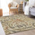 5' X 8' Beige Taupe And Copper Floral Washable Indoor Outdoor Area Rug