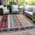 5' X 8' Navy Blue And Merlot Striped Washable Indoor Outdoor Area Rug