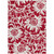 5' X 8' Burgundy and White Floral Washable Non Skid Indoor Outdoor Area Rug
