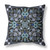 16" X 16" Black And Blue Blown Seam Floral Indoor Outdoor Throw Pillow