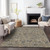 5' X 8' Khaki Beige And Gray Floral Washable Indoor Outdoor Area Rug