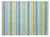 2' X 3' Blue Yellow and Green Striped Washable Non Skid Indoor Outdoor Area Rug