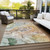3' X 5' Gray and Gold Abstract Washable Non Skid Indoor Outdoor Area Rug