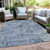 3' X 5' Navy Blue And Ivory Geometric Washable Indoor Outdoor Area Rug Transitional Style - Navy Blue, Ivory Color
