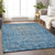 5' X 8' Blue Oriental Washable Indoor Outdoor Area Rug