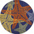 5' Blue Yellow And Orange Round Starfish Indoor Outdoor Area Rug Polypropylene