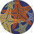 5' Blue Yellow And Orange Round Starfish Indoor Outdoor Area Rug