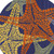 5' Blue Yellow And Orange Round Starfish Indoor Outdoor Area Rug