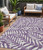 5' X 8' Purple And Ivory Floral Washable Indoor Outdoor Area Rug