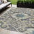 5' X 8' Beige And Charcoal Damask Washable Indoor Outdoor Area Rug