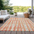 5' X 8' Coral And Ivory Abstract Washable Indoor Outdoor Area Rug