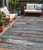 5' X 8' Chocolate Blue And Beige Striped Washable Indoor Outdoor Area Rug