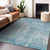 3' X 5' Blue Abstract Washable Indoor Outdoor Area Rug