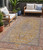 5' X 8' Gold And Peach Medallion Washable Indoor Outdoor Area Rug