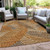 5' X 8' Orange Beige And Gray Floral Washable Indoor Outdoor Area Rug