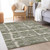 5' X 8' Olive Green Gray And Beige Striped Washable Indoor Outdoor Area Rug