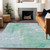 3' X 5' Sky Blue And Blue Abstract Washable Indoor Outdoor Area Rug