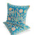 Set of Two 16" X 16" Blue and Gold Peacock Blown Seam Floral Indoor Outdoor Throw Pillow - 606114837503