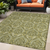 5' X 8' Green Damask Washable Non Skid Indoor Outdoor Area Rug