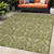 5' X 8' Green Damask Washable Non Skid Indoor Outdoor Area Rug