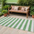 2' X 8' Green and White Striped Washable Indoor Outdoor Runner Rug