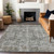 5' X 8' Pewter And Ivory Abstract Washable Indoor Outdoor Area Rug
