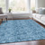 5' X 8' Blue And Denim Blue Floral Washable Indoor Outdoor Area Rug - Blue, Denim Blue