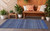 2' X 8' Navy Blue Striped Washable Indoor Outdoor Runner Rug