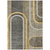 3' X 5' Gray Green and Gold Abstract Washable Non Skid Indoor Outdoor Area Rug