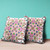 26" X 26" Pink and Green Blown Seam Paisley Indoor Outdoor Throw Pillow