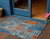 3' X 5' Navy Blue Orange And Ivory Abstract Washable Indoor Outdoor Area Rug