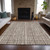 3' X 5' Brown And Ivory Striped Washable Indoor Outdoor Area Rug