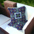 Set of Two 16" X 16" Blue and Green Blown Seam Floral Indoor Outdoor Throw Pillow Polyester Premium Quality