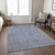 5' X 8' Denim Blue And Gray Oriental Washable Indoor Outdoor Area Rug