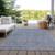 5' X 8' Denim Blue And Gray Oriental Washable Indoor Outdoor Area Rug