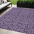 5' X 8' Purple Eggplant And Ivory Floral Washable Indoor Outdoor Area Rug