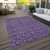 5' X 8' Purple Eggplant And Ivory Floral Washable Indoor Outdoor Area Rug