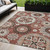 5' X 8' Orange Taupe And Gray Floral Medallion Washable Indoor Outdoor Area Rug