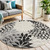 5' Black And White Round Floral Indoor Outdoor Area Rug - Black, White