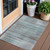 3' X 5' Teal Blue Gray And Charcoal Striped Washable Indoor Outdoor Area Rug