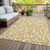 5' X 8' Gold And Ivory Geometric Washable Indoor Outdoor Area Rug Transitional Style - Gold, Ivory Color