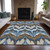 5' X 8' Denim Blue And Sky Blue Ikat Washable Indoor Outdoor Area Rug