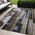 5' X 8' Brown Gray And Blue Geometric Washable Indoor Outdoor Area Rug