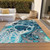 3' X 5' Teal Blue And Navy Blue Nautical Washable Indoor Outdoor Area Rug